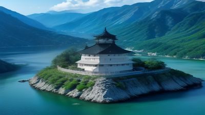 国产动漫精选合集封面，仙侠风格主视觉，水墨山水背景配现代动漫人物，展现国漫独特美学风格
